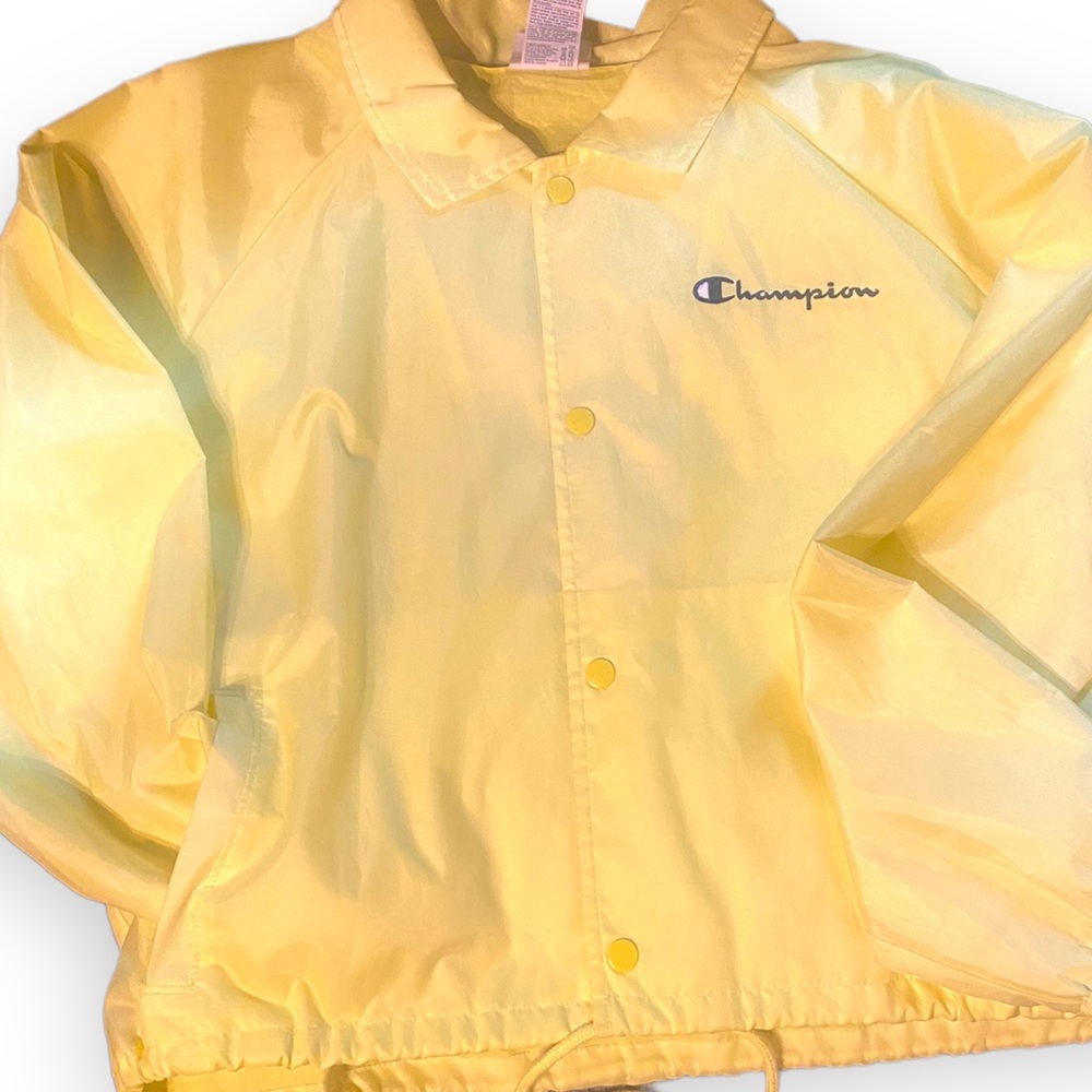 Champion neon yellow snap collared wind breaker